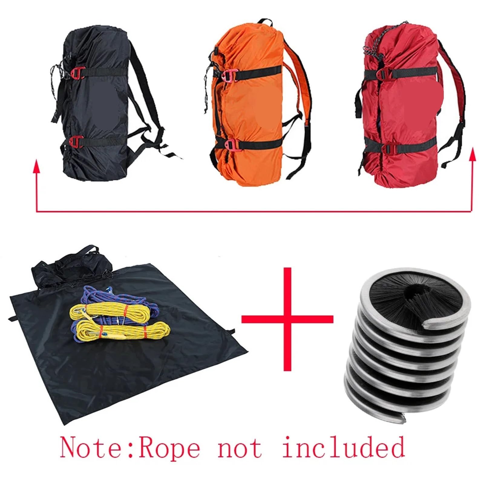 Bolsa De Cuerda Para MontañIsmo Bolsa de cuerda for escalada en roca, bolsa de transporte, estera de tierra con cepillo de cuerda, eslinga, equipo limpiador en espiral for montañismo, espeleología y s