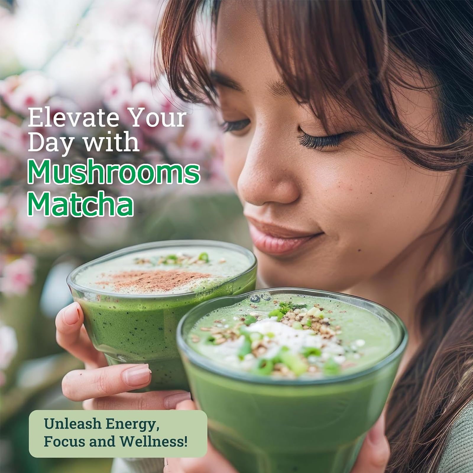 Mushroom Matcha Ceremonial Matcha Tea Powder with 7 Superfood Mushrooms Gluten Free Taste Great Hot or Cold Matcha — view 5