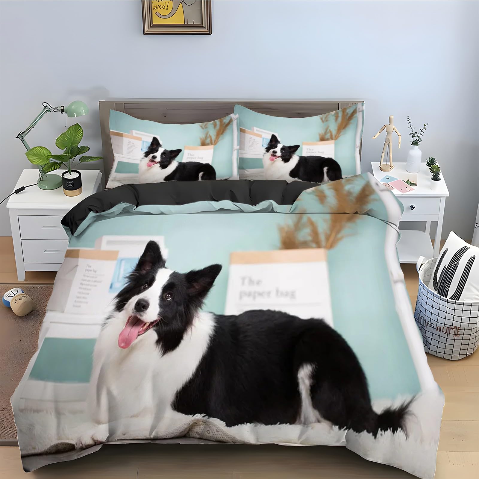 Housse de Couette 200x200 Chien de Berger avec 2 Taies