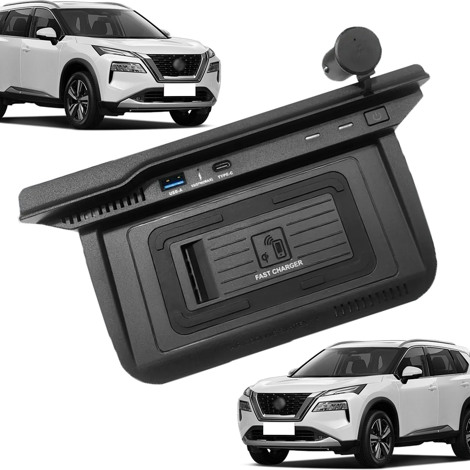 CenNa Caricatore Wireless per Auto per Ni-ssan Rogue (2021-2023) S/SV/SL Accessorio per Tutti I Modelli con Ricarica Wireless da 15 W E Ricarica USB Qc3.0 da 27 W, Regalo per La Famiglia