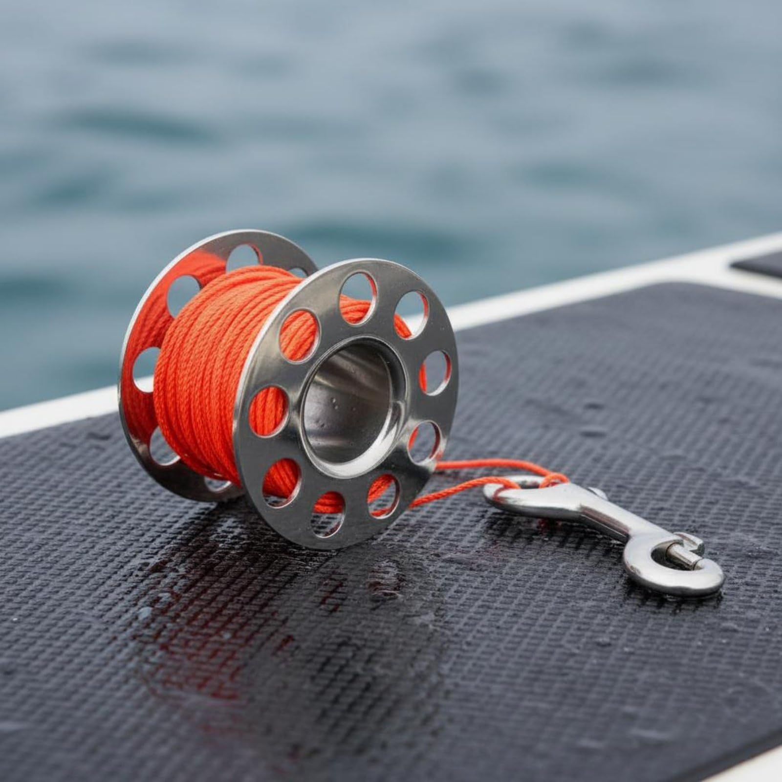 Mulinello Subacqueo Mulinello Boa Subacquea Bobina Sub Scuba Reel con Doppio Moschettone per Aggancio Semplice E Controllo Del Filo in Nylon Struttura