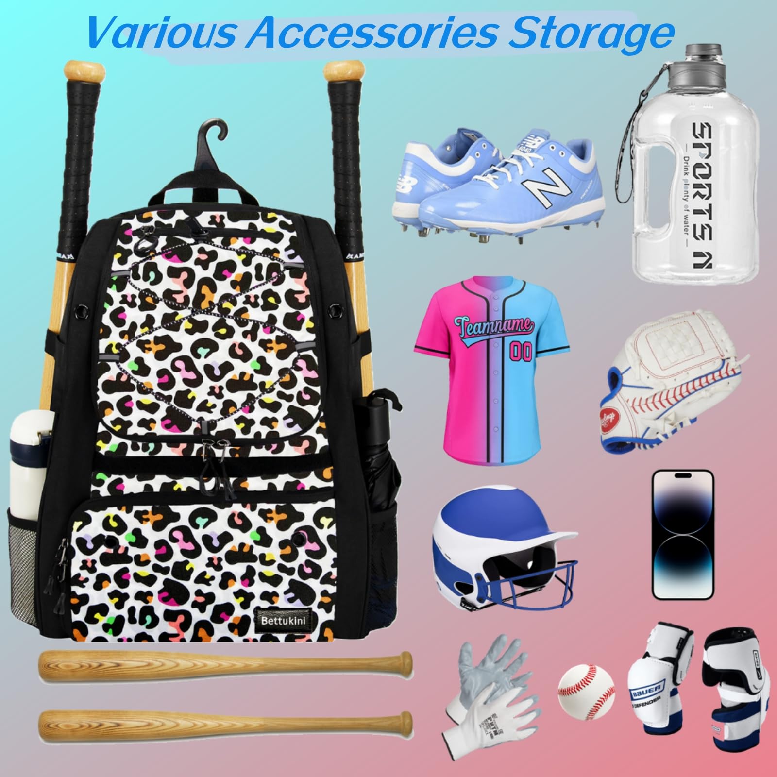 Bolsa de béisbol para mujeres y adultos, gran capacidad, color Leo