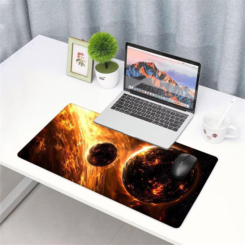 Alfombrilla de Mouse para Juegos, Nero, XXL, Antideslizante, Impermeable, Diseño de Spazio, Extendido, Grande, 1200x600x3mm, para PC, Laptop, Ufficio, Famiglia d-466