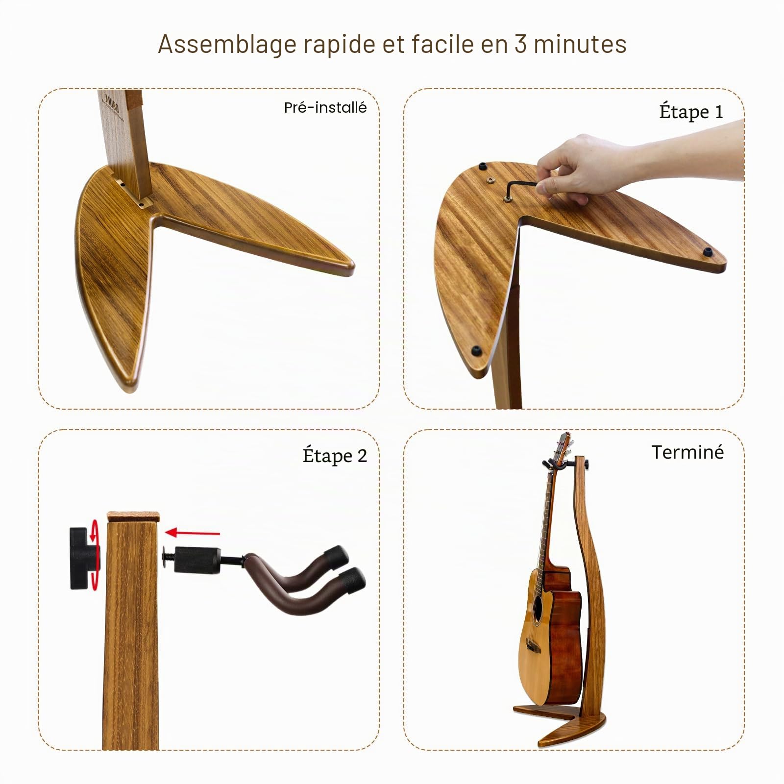 MUSO Support de suspension pour guitare basse, support d'archet en bois massif en forme de sirène pour affichage et rangement, 106,7 cm de hauteur, anti-rayures et anti-chocs, studios dégradés, salon