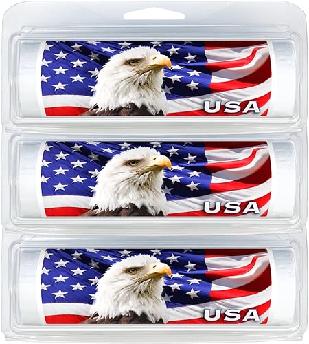 Papel higiénico temático para llevar, caza, camuflaje y militar (paquete de 3) (319 águila con bandera estadounidense)