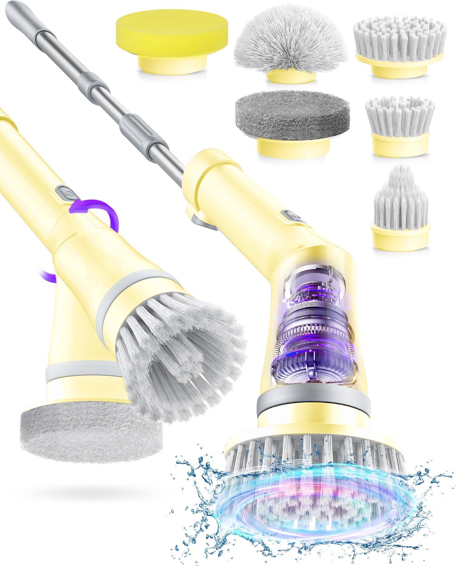 Electric Spin Scrubber, Cordless Cleaning Brush with 7 Replaceable Brush Heads, BZP-12
