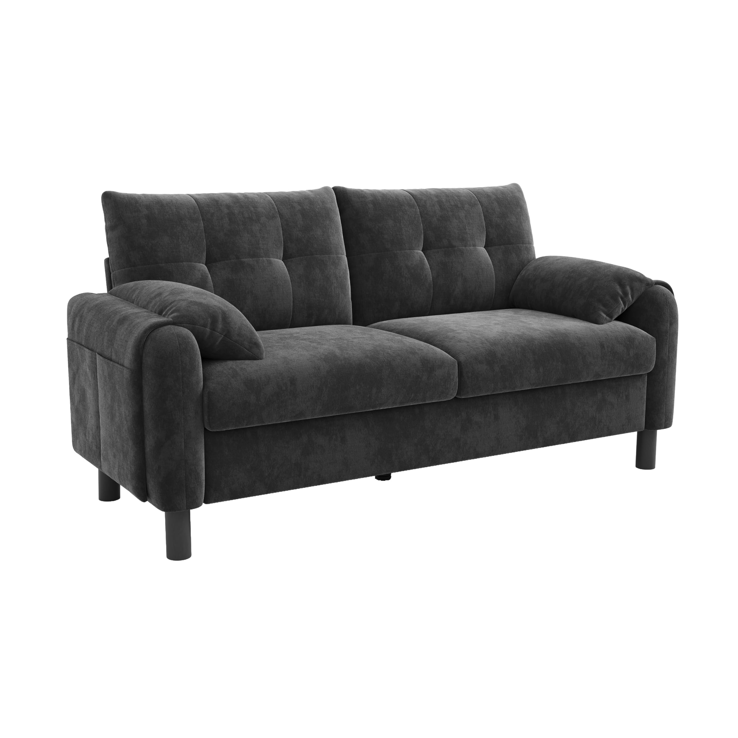 Lcoho Sofá moderno de 2 plazas, cómodo sofá tapizado de tela de chenilla con cojines gruesos, sofá acogedor para salón, dormitorio, apartamento pequeño, muebles tapizados en diseño escandinavo (gris)