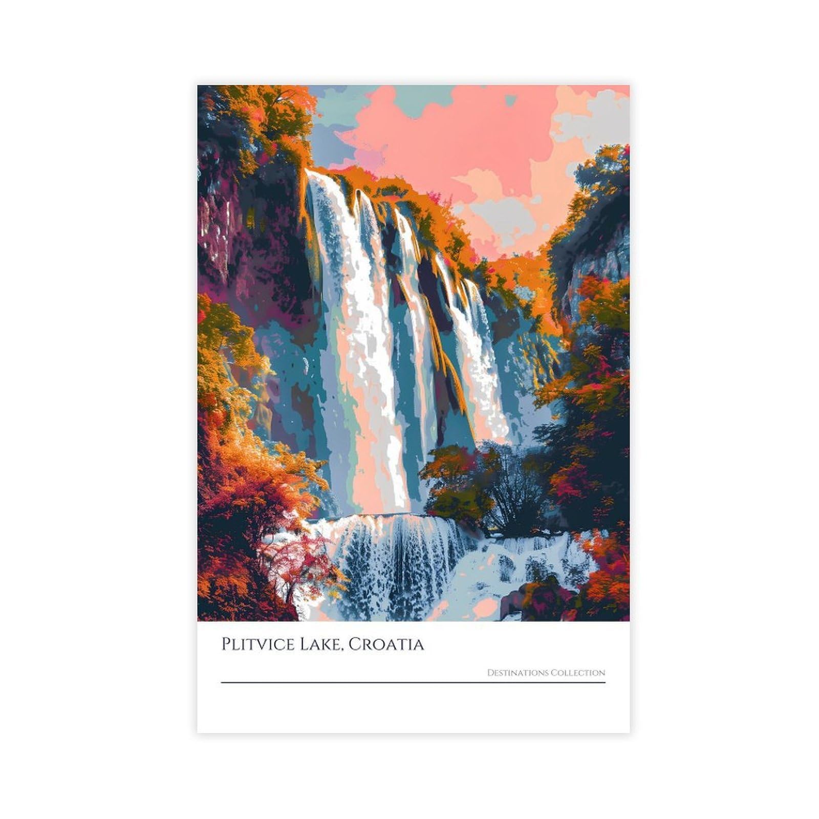 Mnyuein Plitvice Lakes Waterfall Art Print Croatian National Park Poster Canvas Poster Bedroom Decor Sports Landscape Office Room Decor Gift Unframed Print 16" L X 24" W