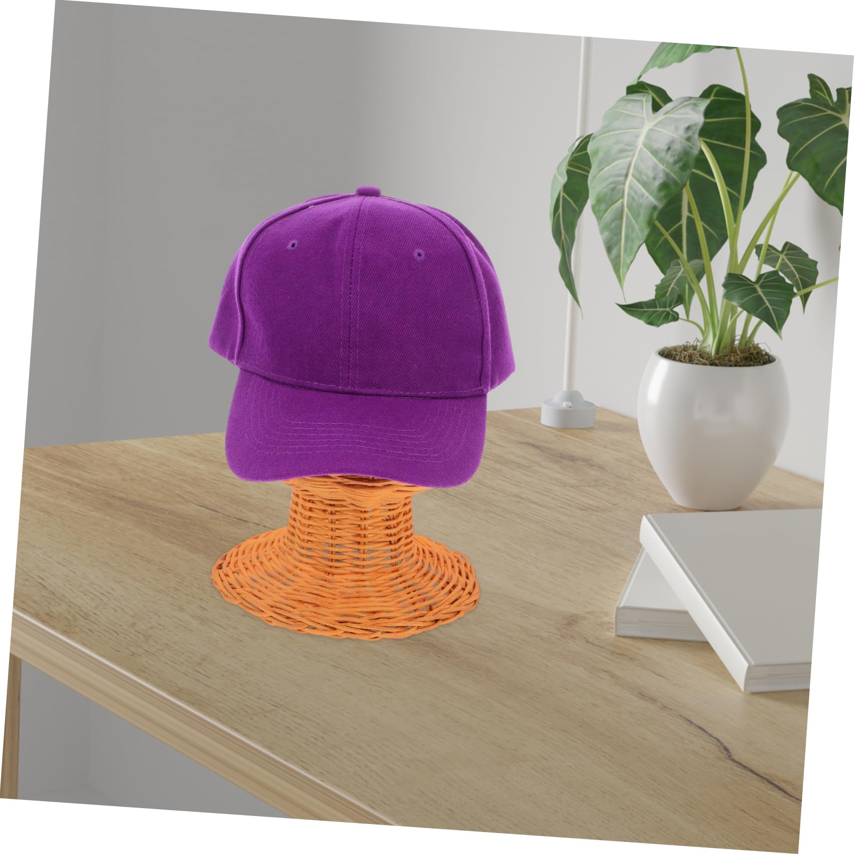 Amosfun Expositor de Sombreros de Ratán Tejido Forma de Cúpula