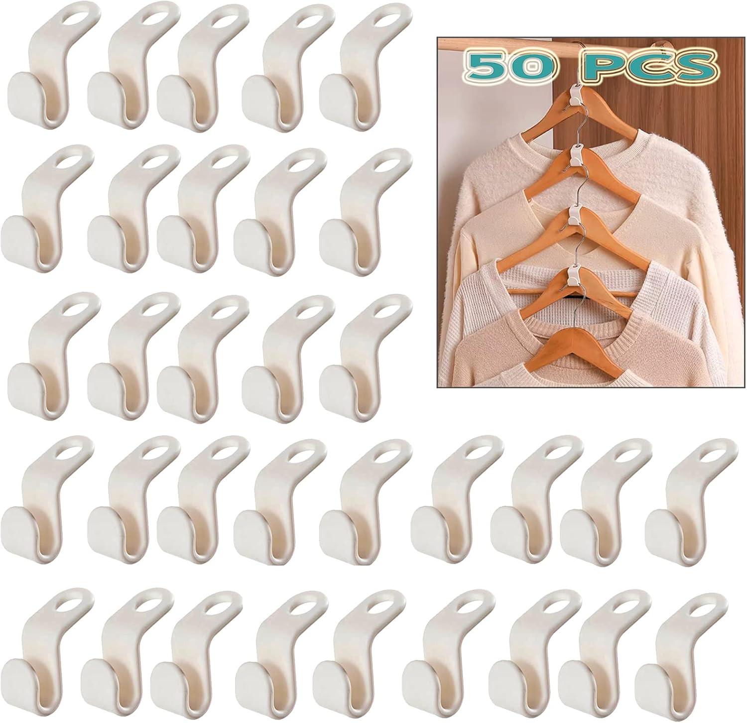Clothes Hanger Connector Hooks,50 Pcs Hanger Hooks,Hanger Extender