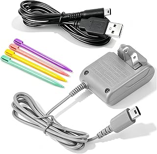 DS Lite Charger, DS Lite AC Power Adapter Kit for Nintendo DS Lite,100-240V Portable Travel Wall Charger with Foldable Plug Charging Cable & 4 Stylus Pens