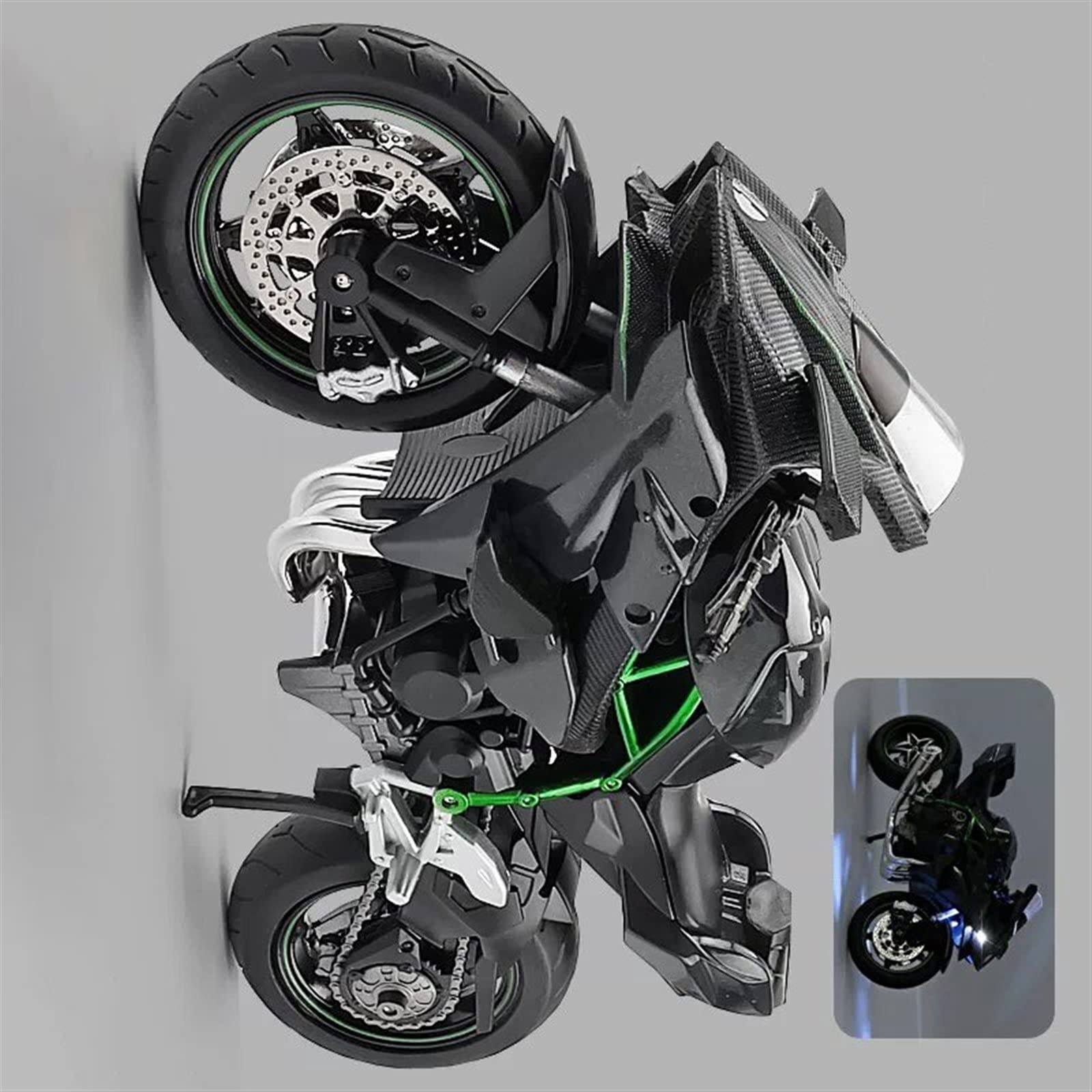 SEYXF Motorbike Toy for Kawasaki H2R Alloy Motorcycle Model Light & Sound Effect Diecast Boys Birthday Gift Toys Collection 1/12 Scale