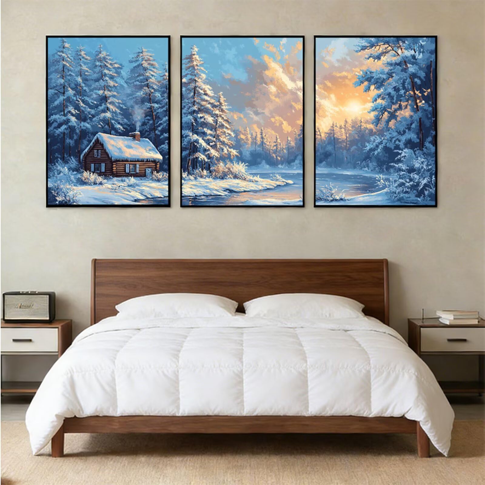 Zestawy do malowania diamentowego, zimowe zestawy tryptyków do malowania diamentowego, dla dorosłych, krajobraz, DIY, kwadratowy, kryształ, stras, haft krzyżykowy, prezenty dla kobiet, dekoracja