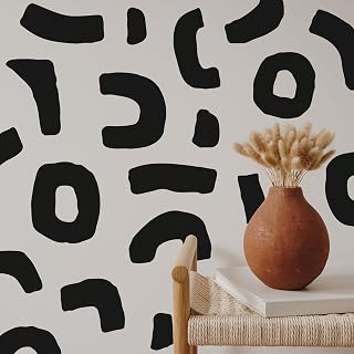 SHYJSHYJ Large Boho Geometric Abstract Wall Decals - Peel & Stick Black Vinyl Stickers for Bedroom, Living Room, Office, Bathroom Decor
