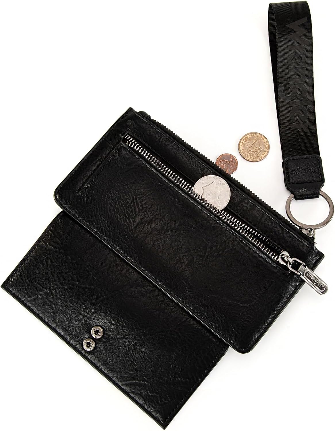 Montana West X Wrangler Black Minimalist Wallet for Women Ladies Female Card Cases & Money Organizers Wristlet with Wallet Large Clutch with Coin Purse Smooth Zipper and Rfid Lining WG179-W013BK - Image 5