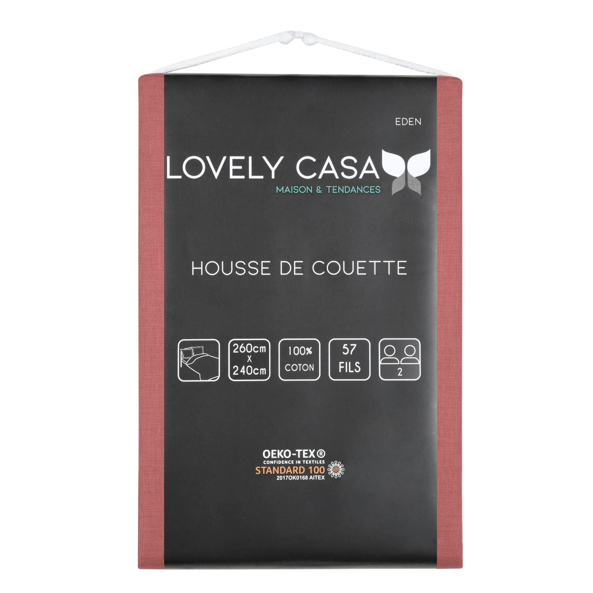 Lovely Casa Bettlaken Eden – 240x300 Cm, 100% Baumwolle, Öko-Tex Zertifiziert, Farbe Grenache