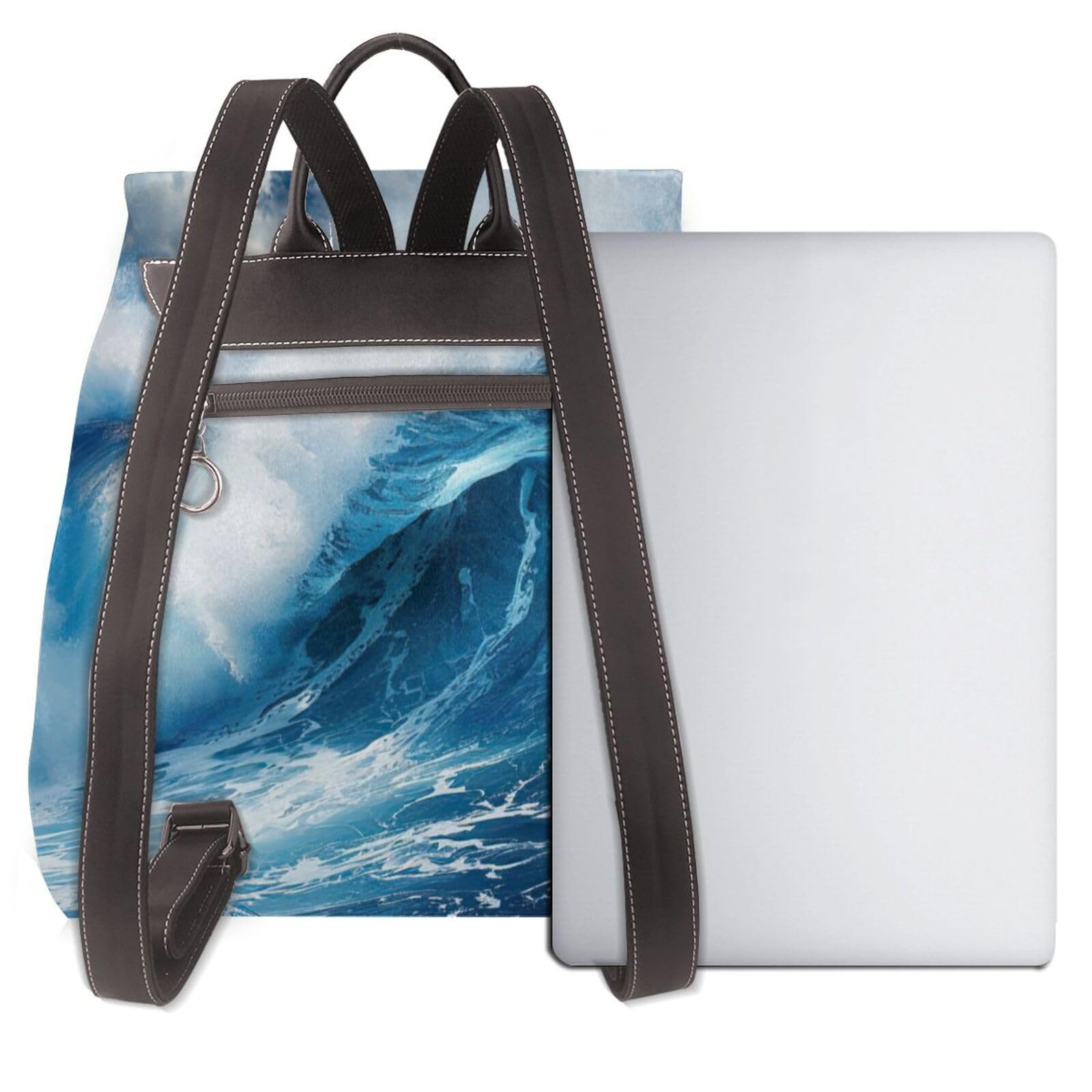 Big Ocean Wave Hd Print Modny Damski Plecak Do Podróży Pracy Codziennego Użytku Weekendowe Wyjazdy Plecak