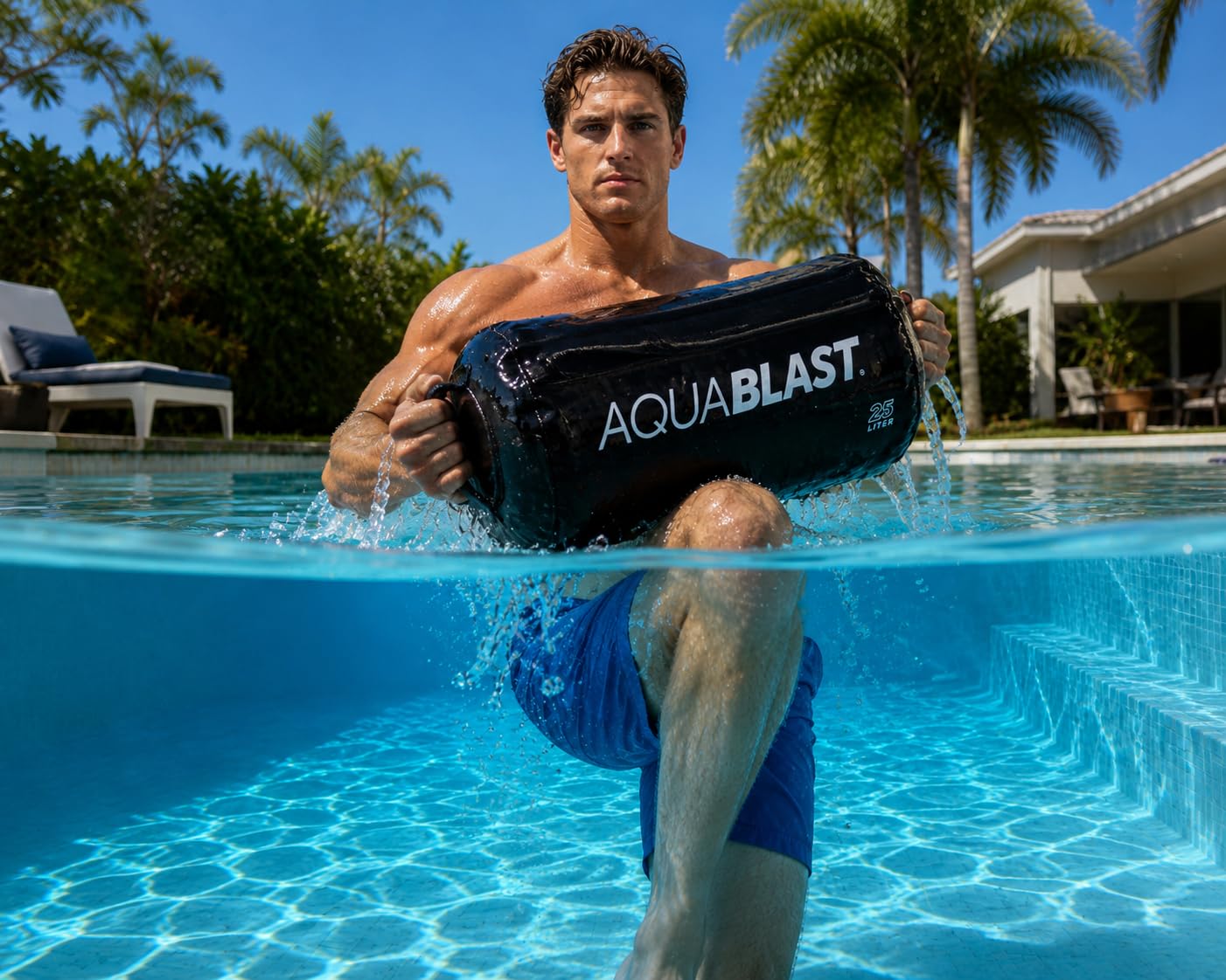 Portable Fitness and Punching Bag for Pools &amp; Swim Spas | Full-Body, Low-Impact Water Resistance Workout | Quick 30-Second Set-Up | Compact &amp; Travel-Friendly