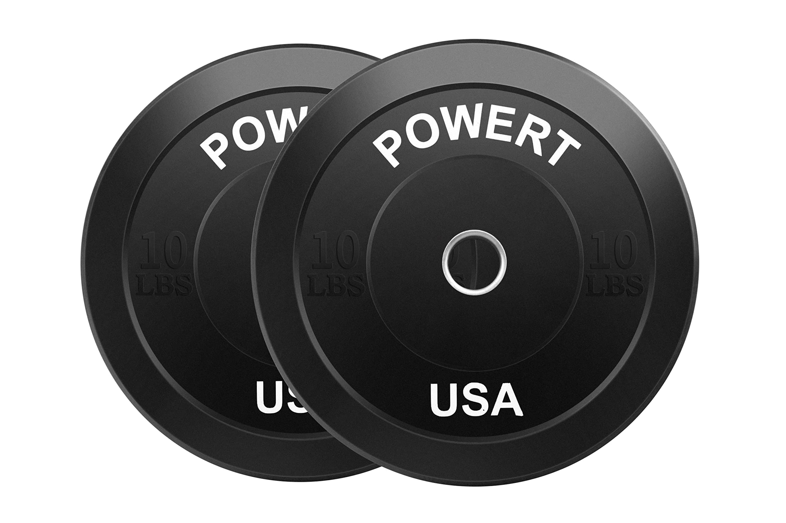 POWERT 2-Inch Barbell Bumper Plates| Olympic Bar Bumpers Plates Pair for Weightlifting Crossfit Training| 2'' Steel Ring Insert-One Pair-5lb/10lb/15lb/25lb/35lb/45lb (B-10lb)