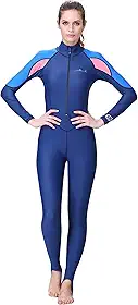 Traje de banho feminino com proteção UV, roupa de mergulho longa, secagem rápida, para mergulho, surfe, mergulho, mergulho, azul, PP