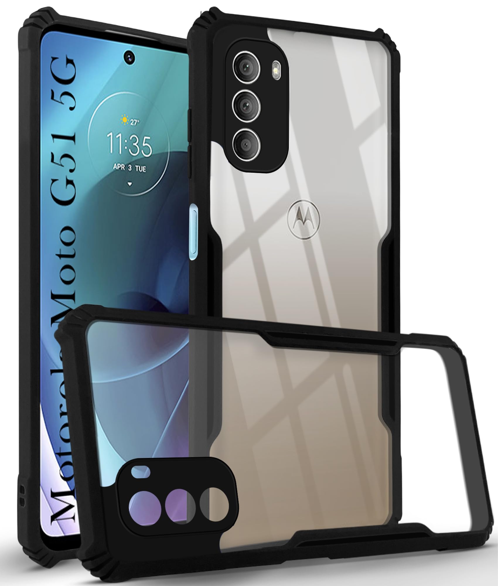 Jkobi Back Cover Case for Motorola Moto G51 5G (Shockproof with Polycarbonate Clear Panel | Professional Black) (B0CSG4S3Z4) Amazon Price History, Amazon Price Tracker