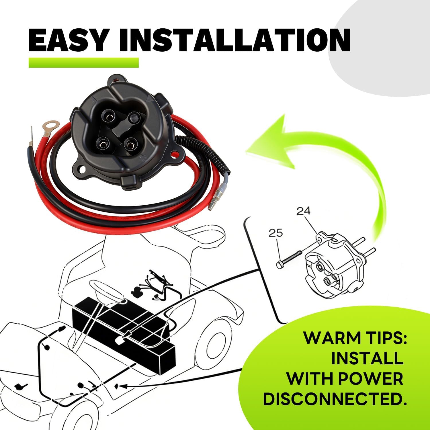 JW9-H6181-00 Upgraded Golf Cart 48V DC Charger Receptacle Compatible with Yamaha Electric 2011-2017 G29
