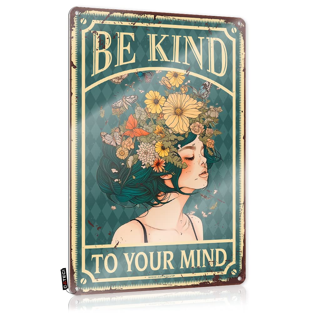 Mwfkkaddb Women's Colour Man Cave Signs And Decor Be Kind To Your Mind Tin Sign Small Wall Decorgothic Kitchen Decorfunny Signs For Home Decorbest Grandma Gifts Funny Sign Decor Funny Home Decor(30X40cm)