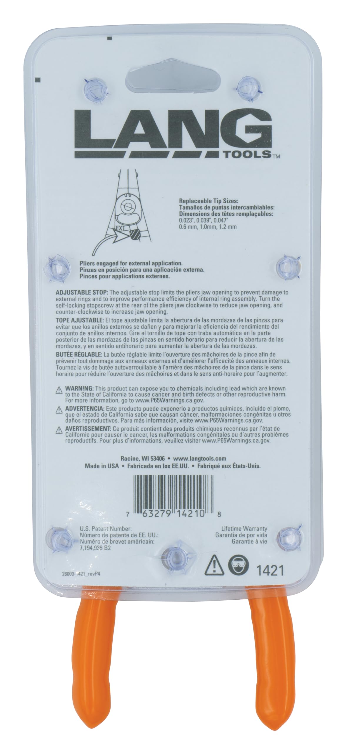 Lang Tools 1421 Internal/External Quick Switch Retaining Ring