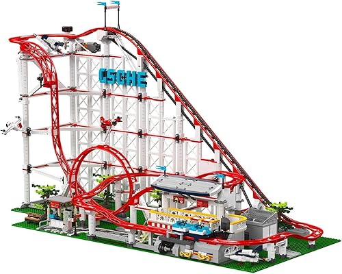Sosuy Juego de construcción de montaña rusa, estación de tren motorizada eléctrica, juguete de parque de atracciones para niños, niñas y