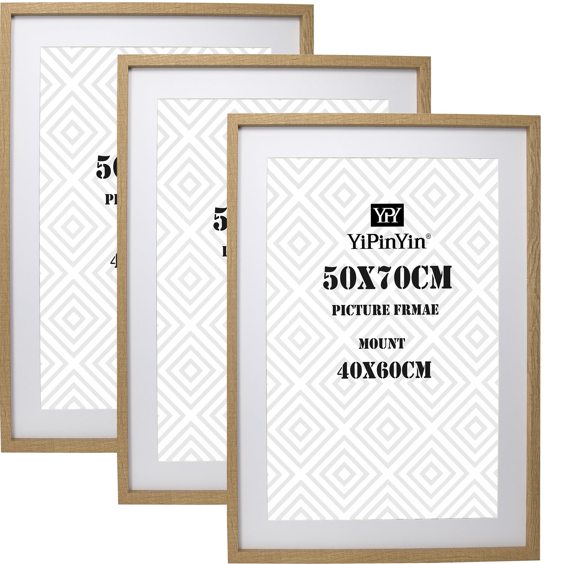 50x70cm(19.68X27.55inch) Wooden Picture Frames Set of 3 with Acid Free Mounts for 40x60cm,50x70cm Wood photo frames 3Pack,40x60cm Poster Frame for wall hanging.