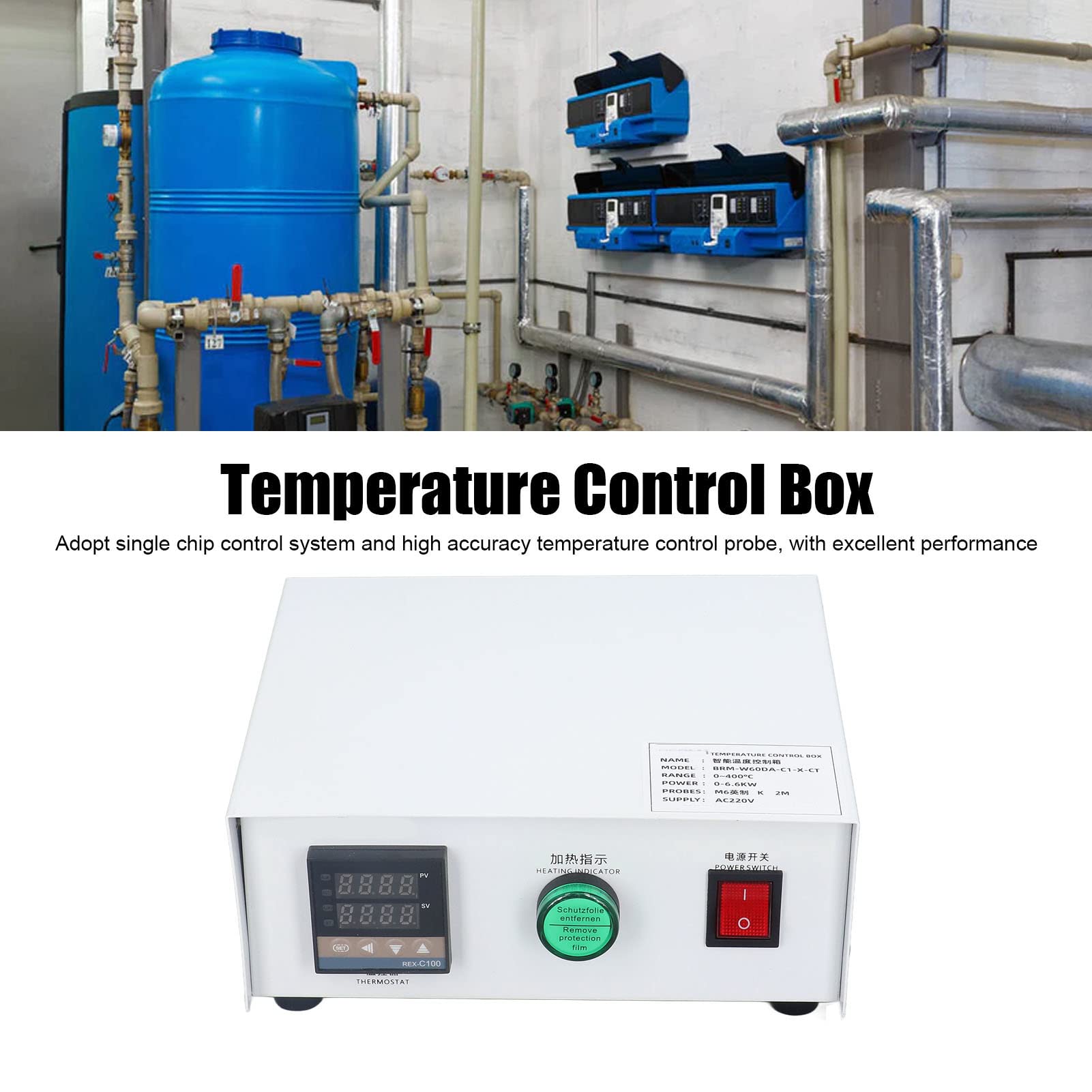 FTVOGUE Controlador de Temperatura PID Caja de Termostato Digital 0-400 ℃ con Sonda para la Máquina de Curado UV de la Plataforma de Calefacción (1M)