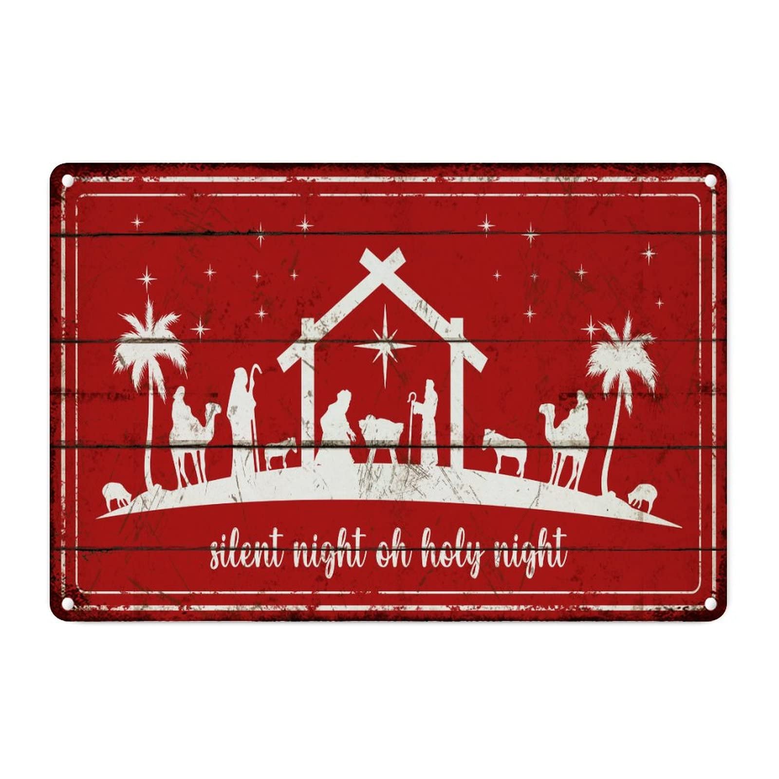 Plaque murale vintage de Noël rouge en métal 30,5 x 45,7 cm