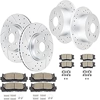 Acinoparts Drilled & Slotted Brake Rotors + Ceramic Pads Kit for Toyota Camry 2012-2017, Avalon/Lexus ES350/ES300h 2013-2018