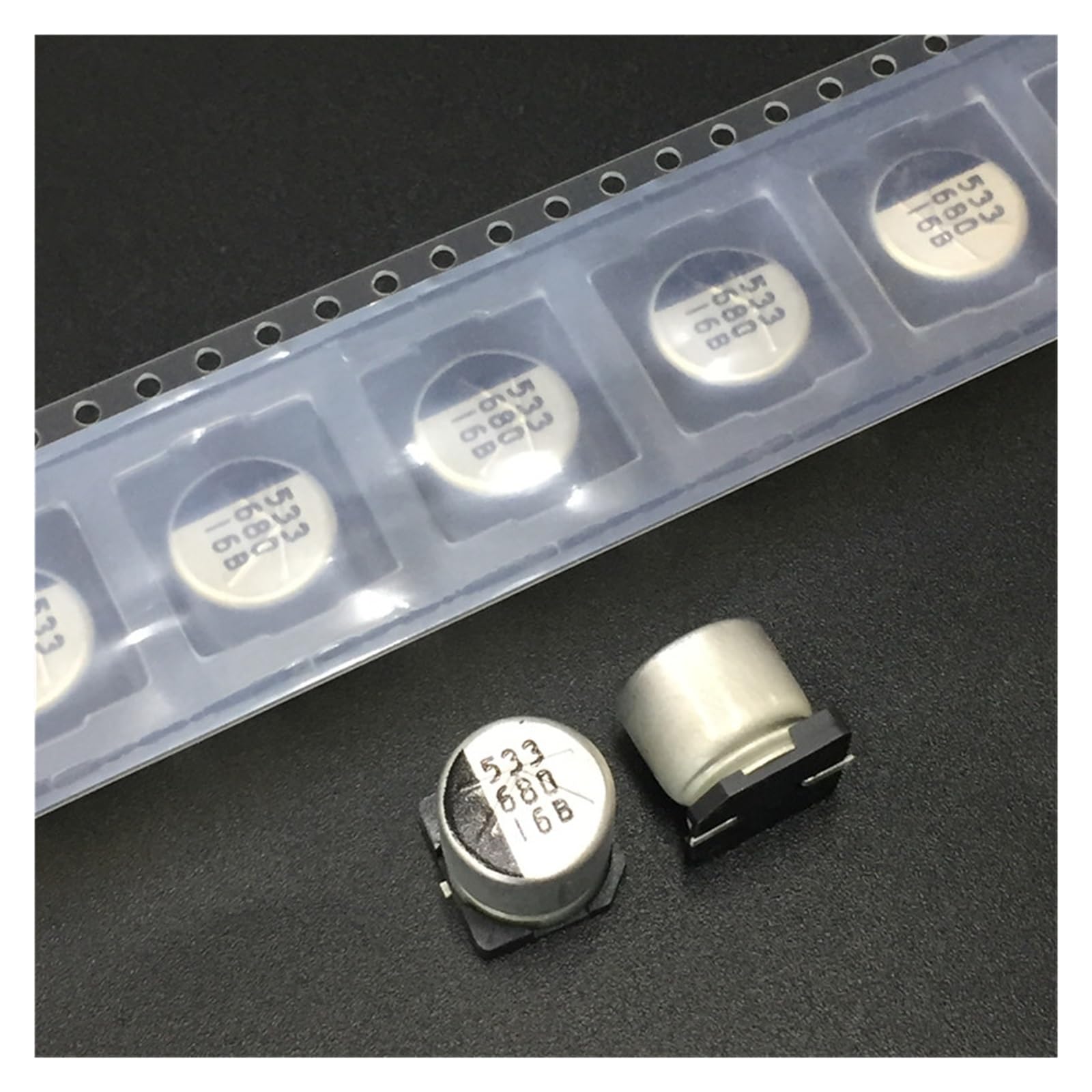 Condensateur 16V 680 uF SMD miniature pour carte electronique et filtre audio hifi