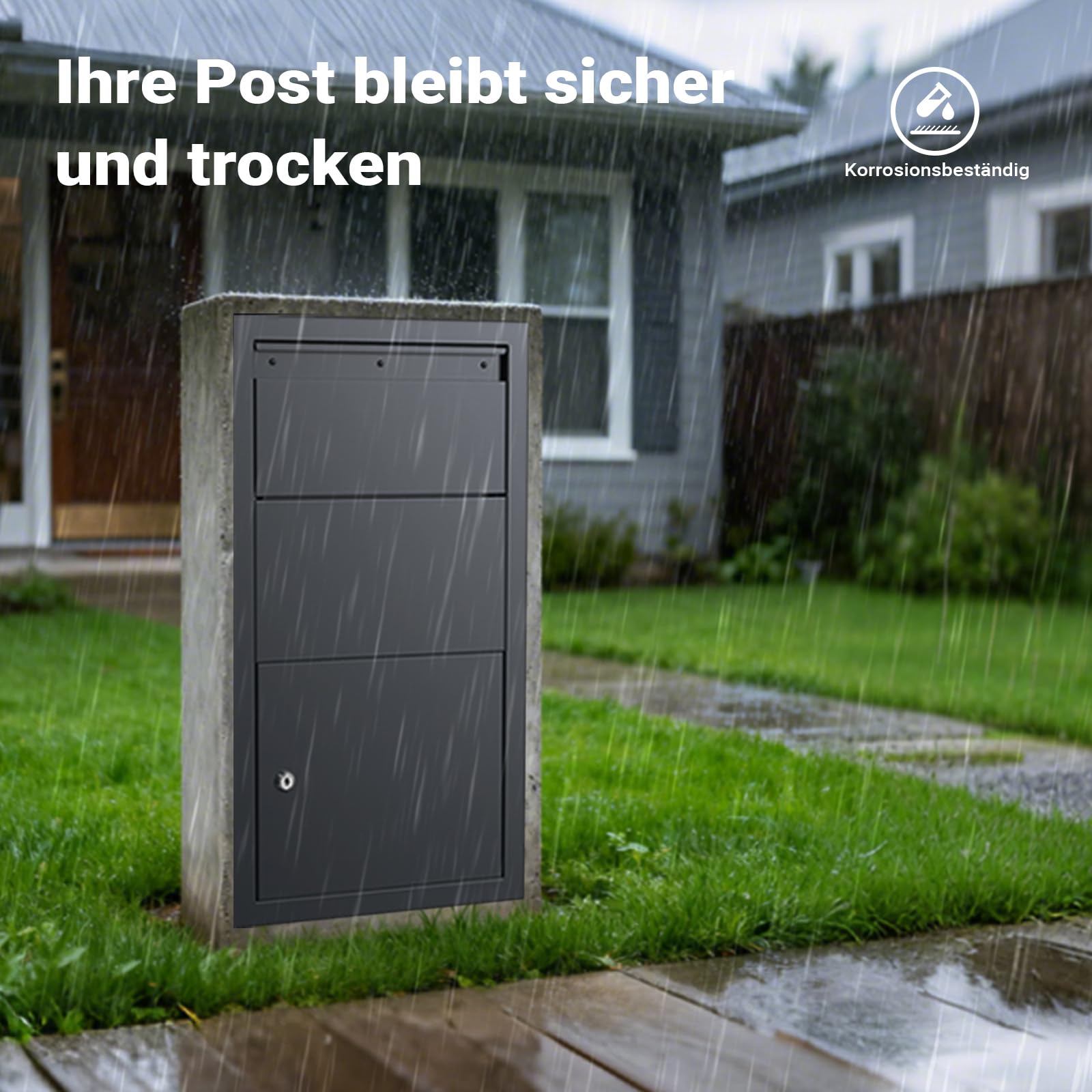 XPOtool Paketkasten Anthrazit 470 x 220 x 870 mm, Paketbox Zuhause, Private Paketannahme passend für Pakete und Päckchen, Wandbriefkasten Stahl