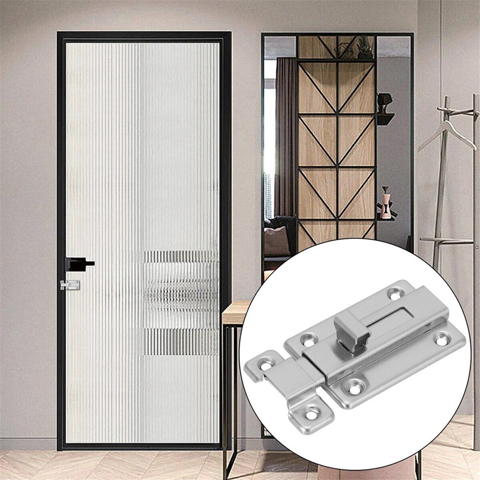 Targette de Porte 2Pcs Door Bolt Stainless Steel Security Slide Latch Lock Rust Proof For(3inch)