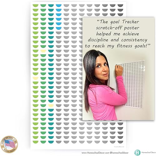 Miniatura 3 de Calendario de seguimiento de objetivos con días de recompensa, arte de pared de crecimiento propio, calendario para rascar con motivaciones ocultas,