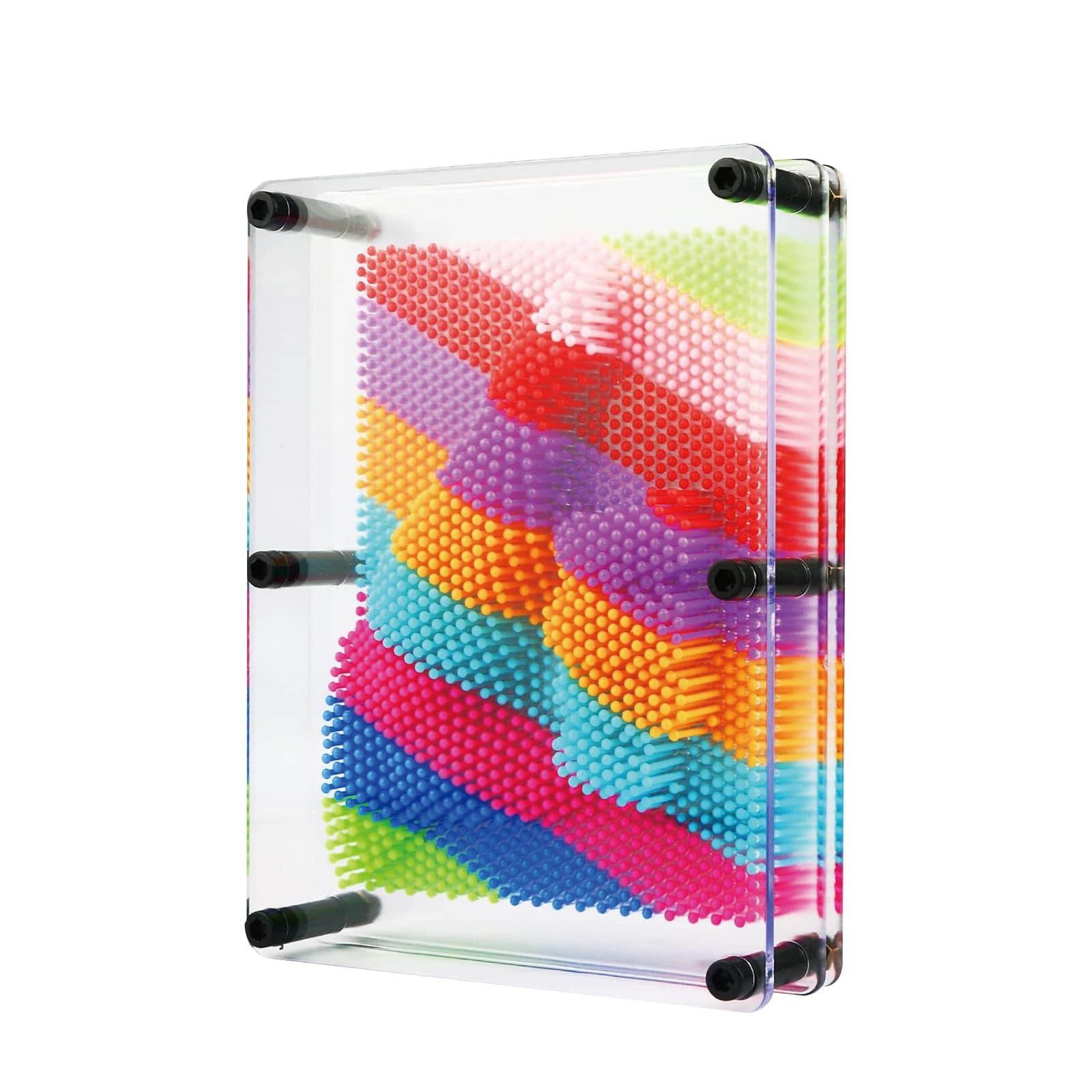 3D Pin Art Toy, Large Size 6" x 8" 3D Pin Art Board, Home Office Decoration, Unique Rainbow Design for Kids and Adults
