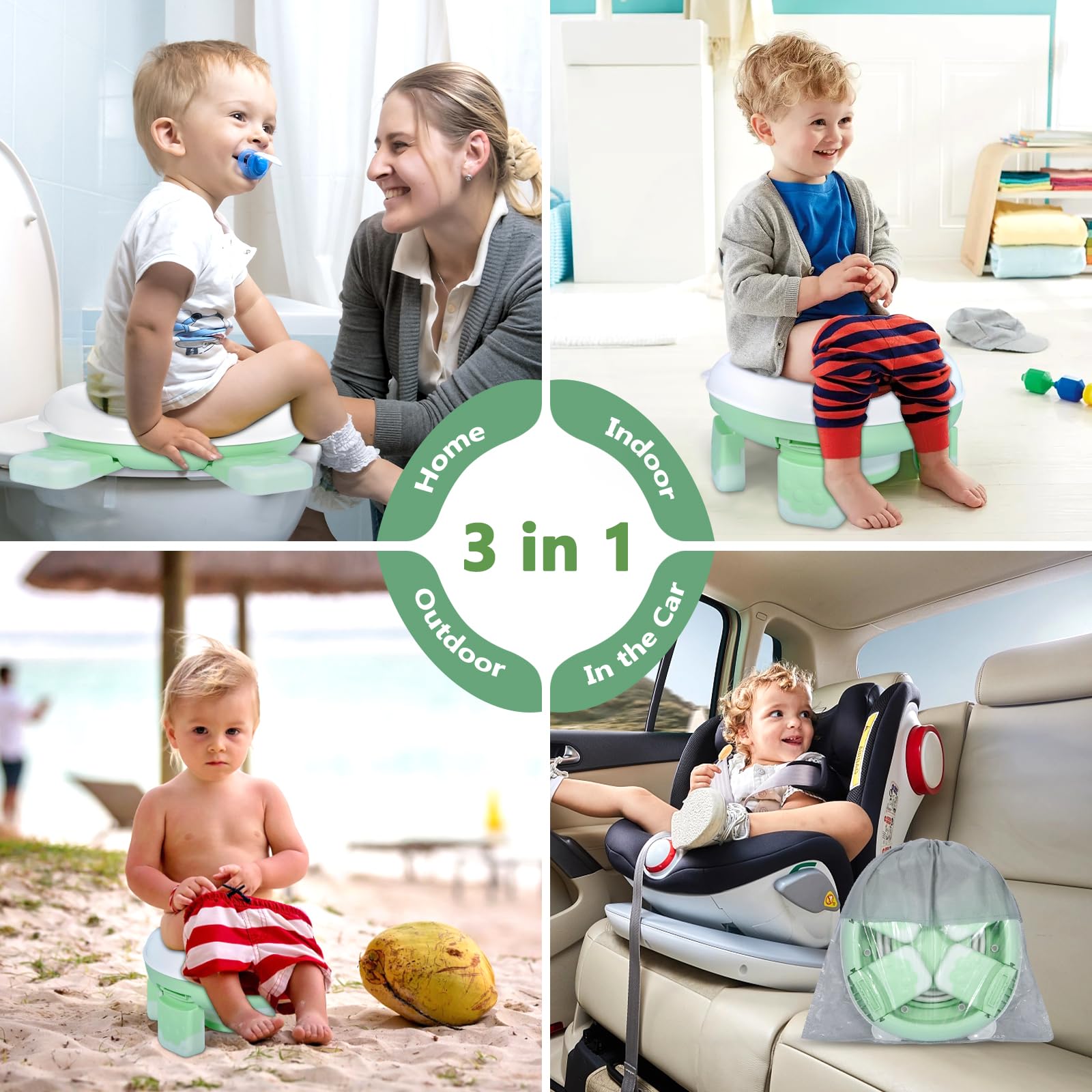 Pot Pliable Portable Enfant Voyage, Pot de Voyage Enfant, Pot Bebe Toilette Portable Enfant, avec 40 Sac, Potty Training Seat, Toilette Pot WC Enfant, pour Voyage, Camping,Voiture,Extérieur