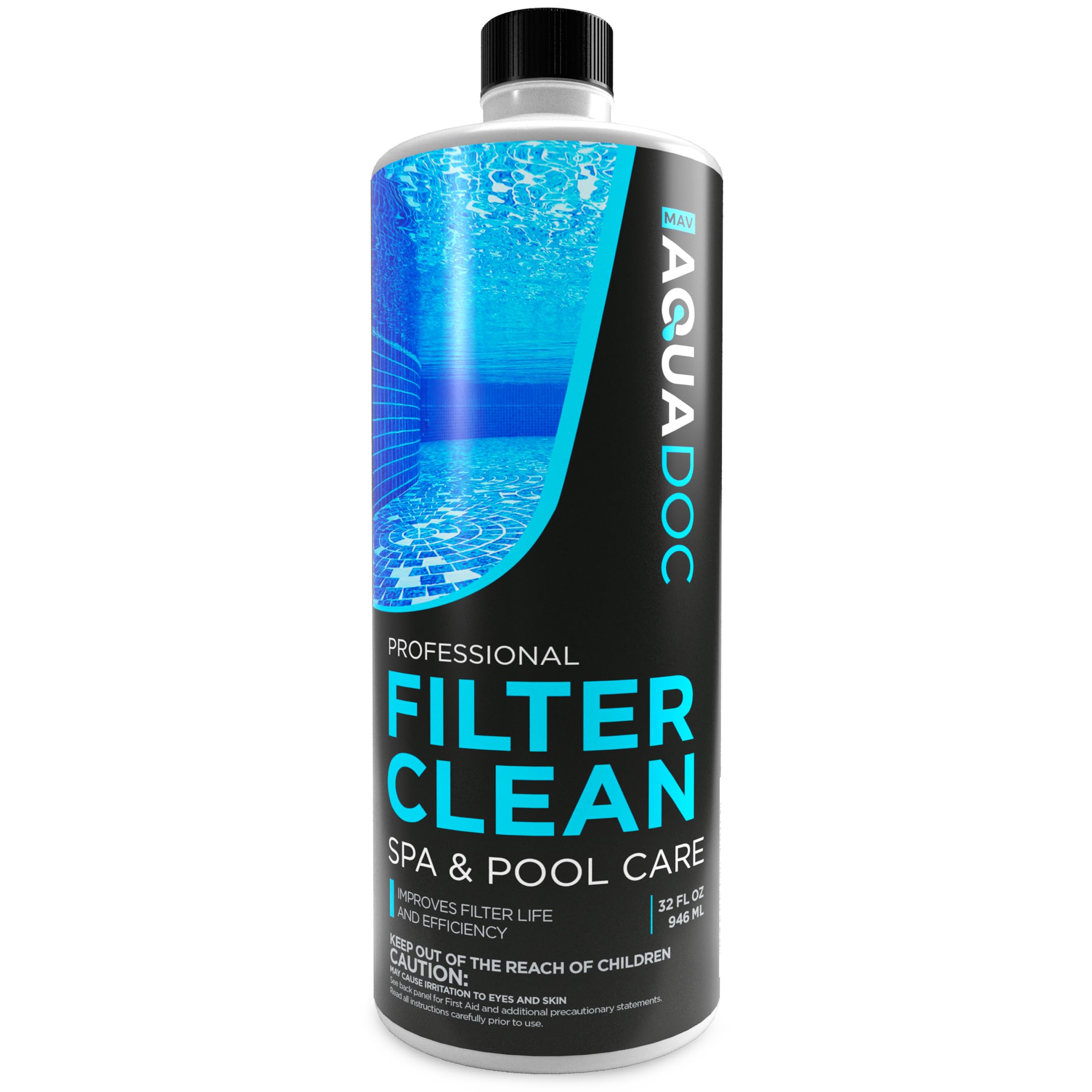 Mav AquaDoc Hot Tub Filter Cleaner Soak Solution and Spa Filter Cleaner Soak. The Best Spa Filter Cleaning Solution for HotTub Cartridges. Easy to Use Cleaner so You can Enjoy Your Leisure Time 32oz