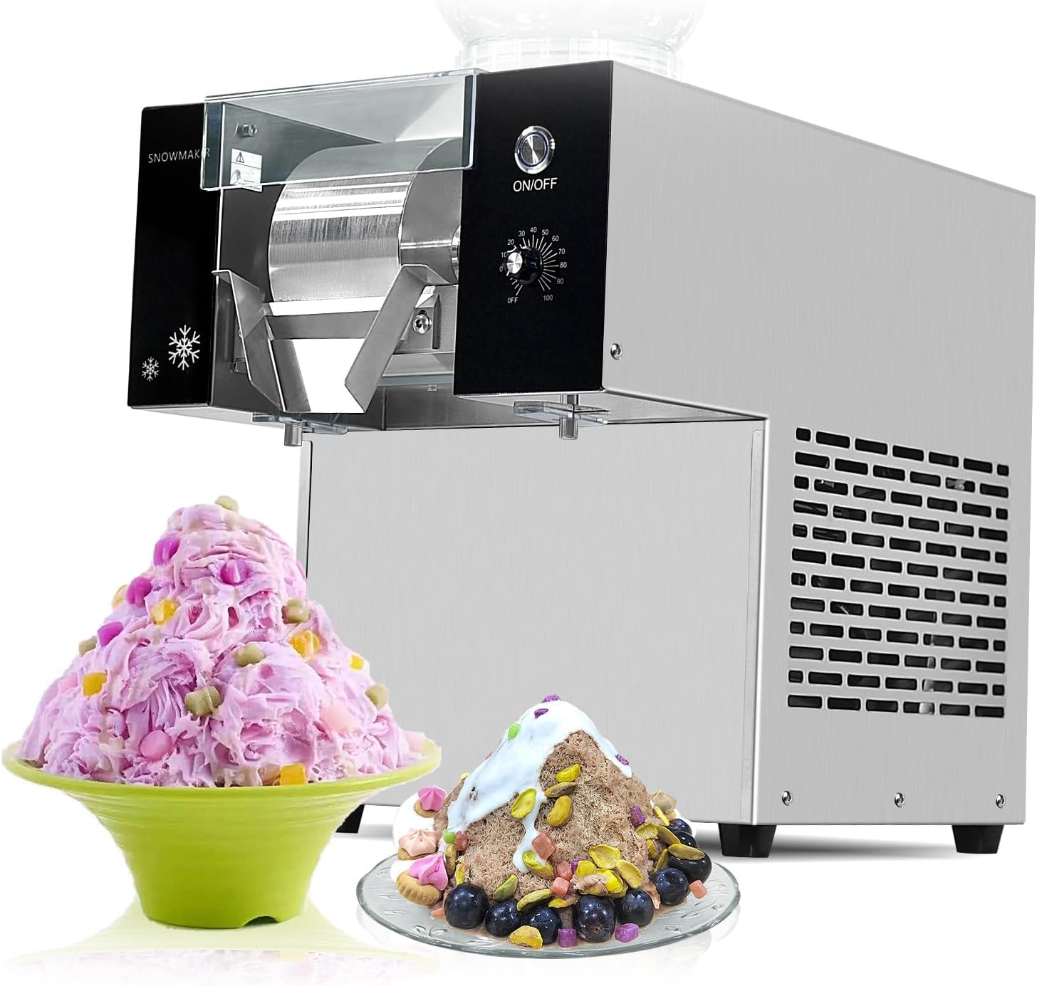 Kolice Commercial Shaved Ice Machine 374lbs/Day - Heavy Duty Snow Cone Maker with Microcomputer Control, Stainless Steel Blade for Restaurant Food Truck