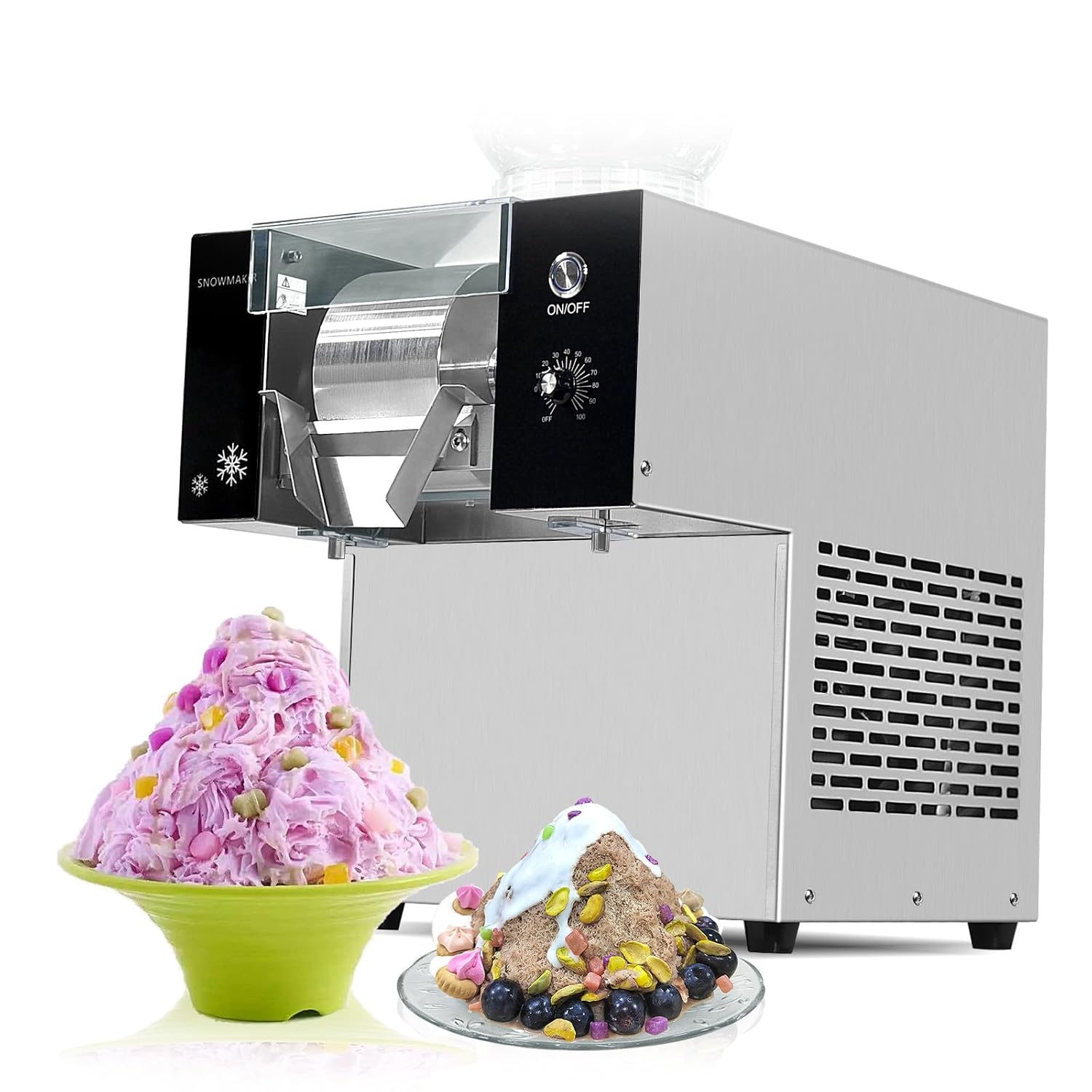 Kolice Commercial Shaved Ice Machine 374lbs/Day - Heavy Duty Snow Cone Maker with Microcomputer Control, Stainless Steel Blade for Restaurant Food Truck