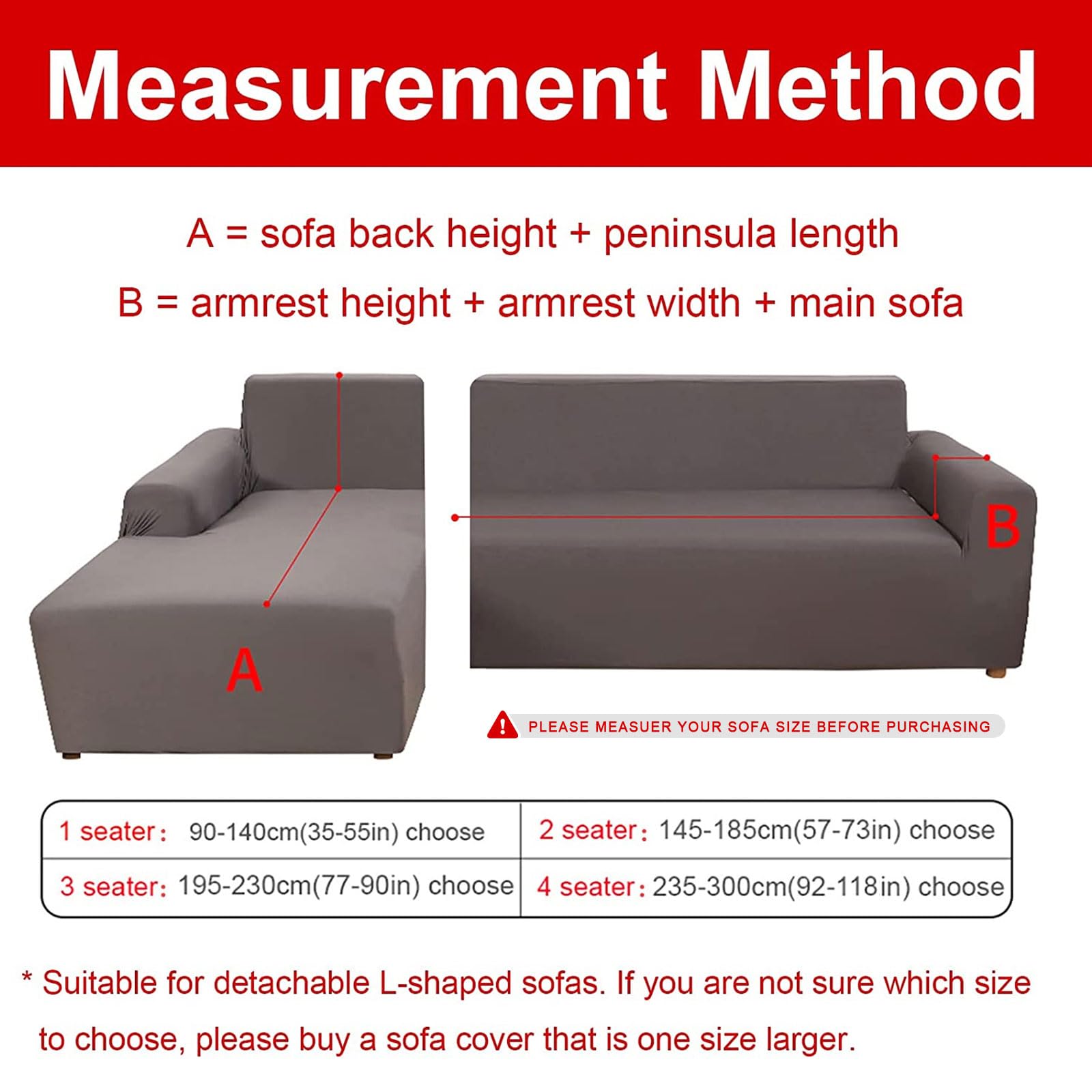 Jaotto Copridivano con Penisola Elasticizzato A Sinistra Destra, Fodere Copridivano Angolare Universale, Copri Divano Chaise Longue a Forma di L (1 posto+2 posti, geometria marrone)