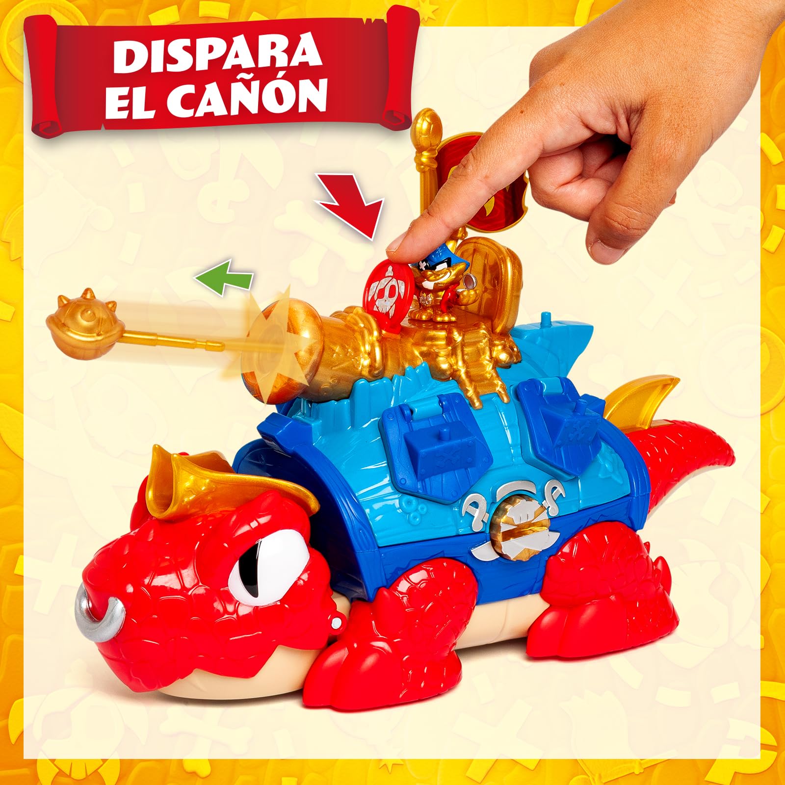 PIRATIX King Turtle – Tortuga Articulada para Capturar Piratix y con un Cofre. Contiene 1 Cocodrilo,1 Tesoro Exclusivo, 2 Tesoros Dorados Extras, 1 Figura Exclusiva y 1 Accesorio