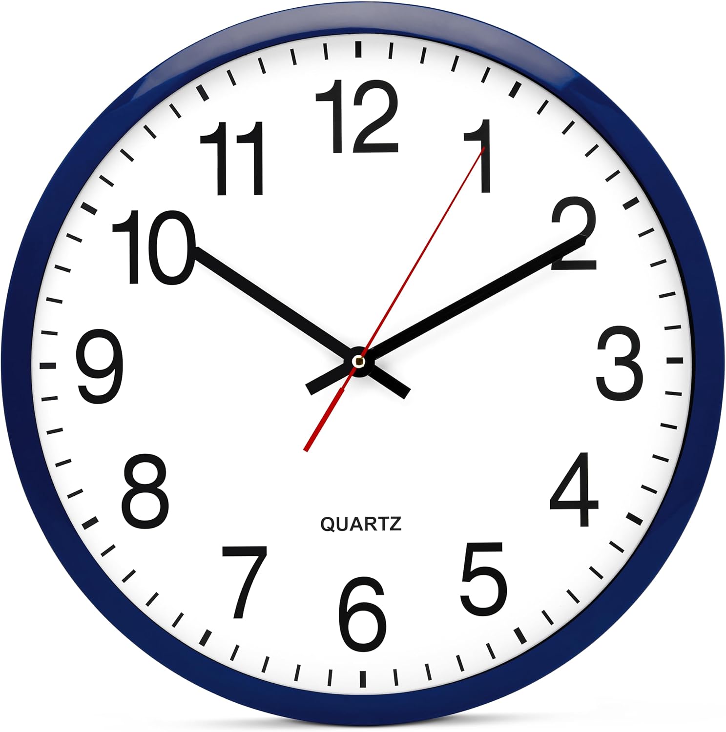 Bernhard Products Navy Wall Clock, Silent Non Ticking - 16 Inch Extra Large Quality Quartz Battery Operated Round Easy to Read Home/Office/Business/Kitchen/Classroom/School Clocks Navy 16 Inch