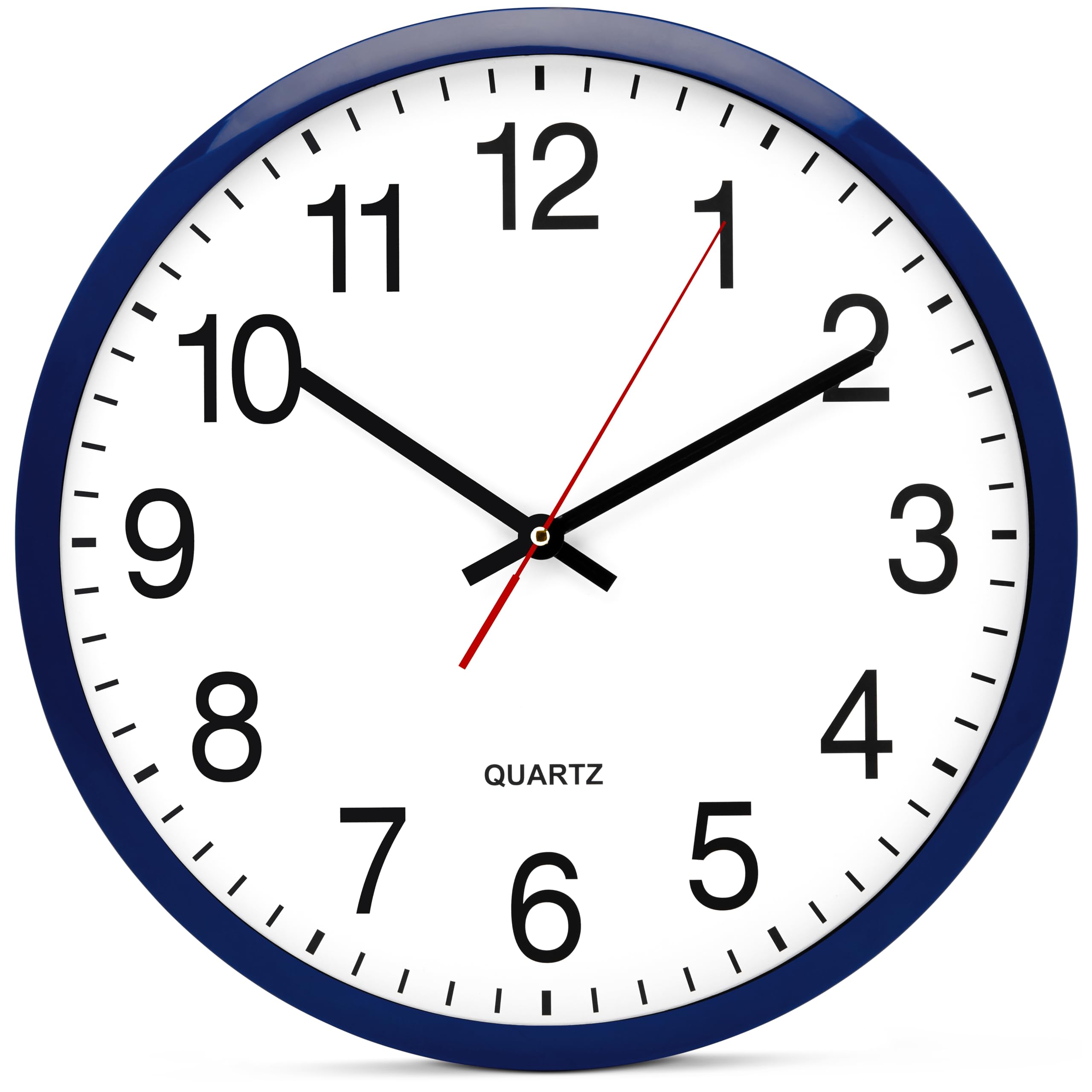 Bernhard Products Navy Wall Clock, Silent Non Ticking - 16 Inch Extra Large Quality Quartz Battery Operated Round Easy to Read Home/Office/Business/Kitchen/Classroom/School Clocks