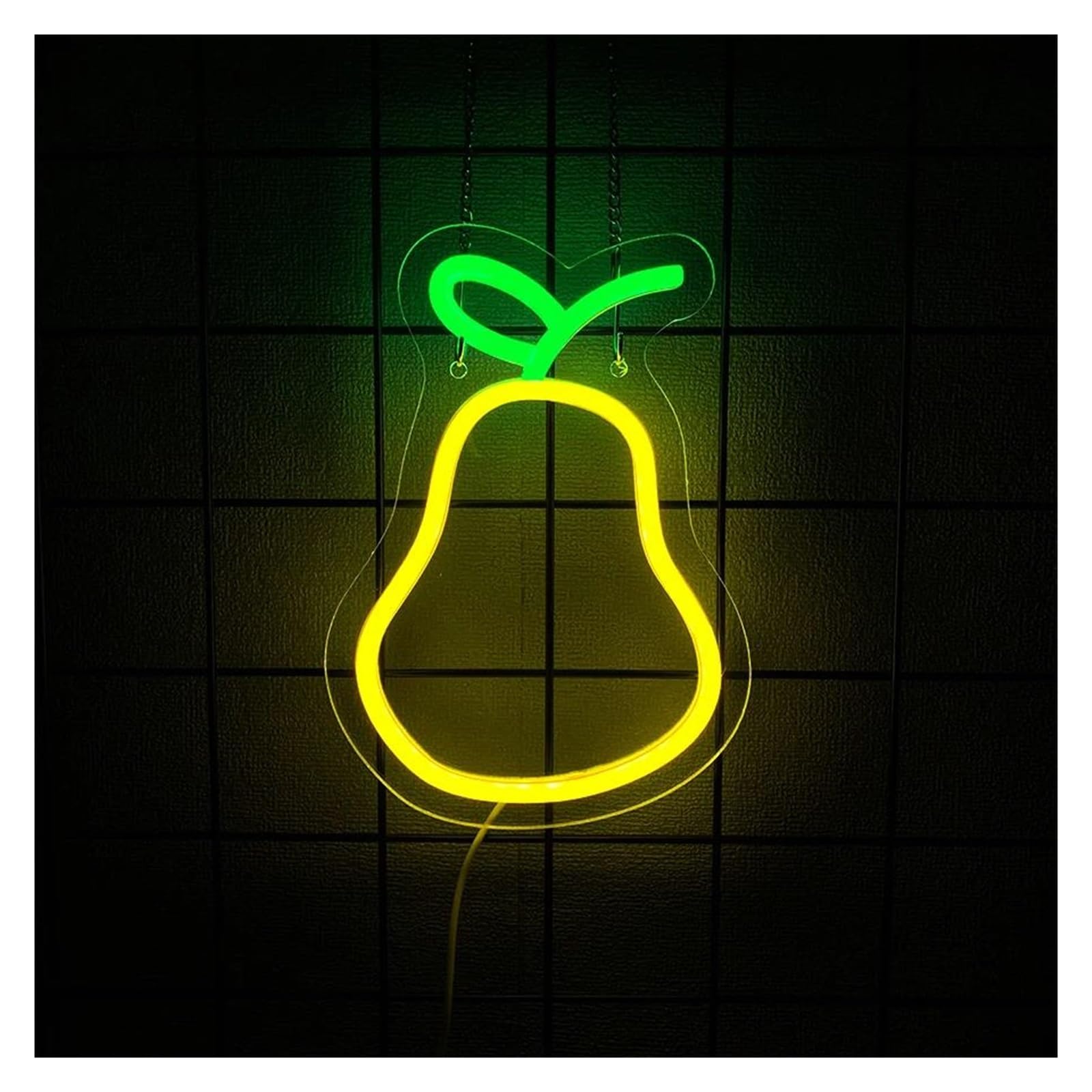 LEMST Sign Lamp Pear Neon Sign Light Dimmable USB Powered for Supermarket Fruit Store Party Club Kitchen Holiday Wall Decor 20cmx27.5cm/7.87inx10.83in