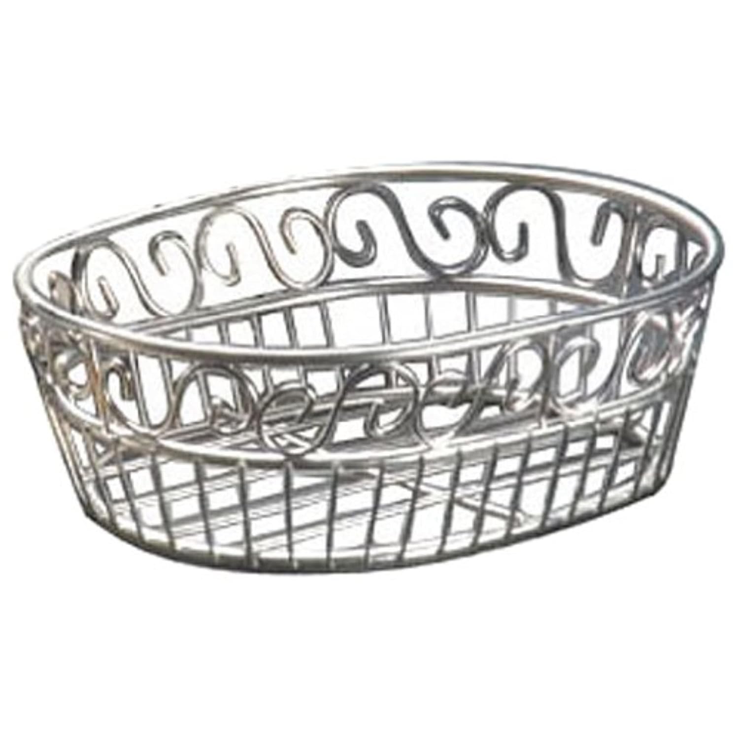 American Metalcraft SSOC97 6-3/4” x 9” Oval Stainless Steel Scroll Bread Basket
