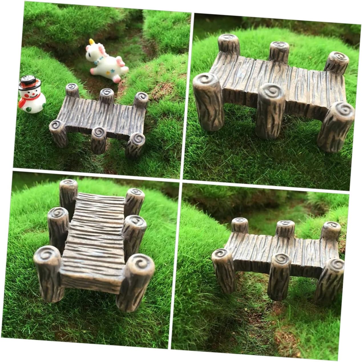 10pcs Resin DIY Miniature Bridge Decor Xmas Garden Ornament Set