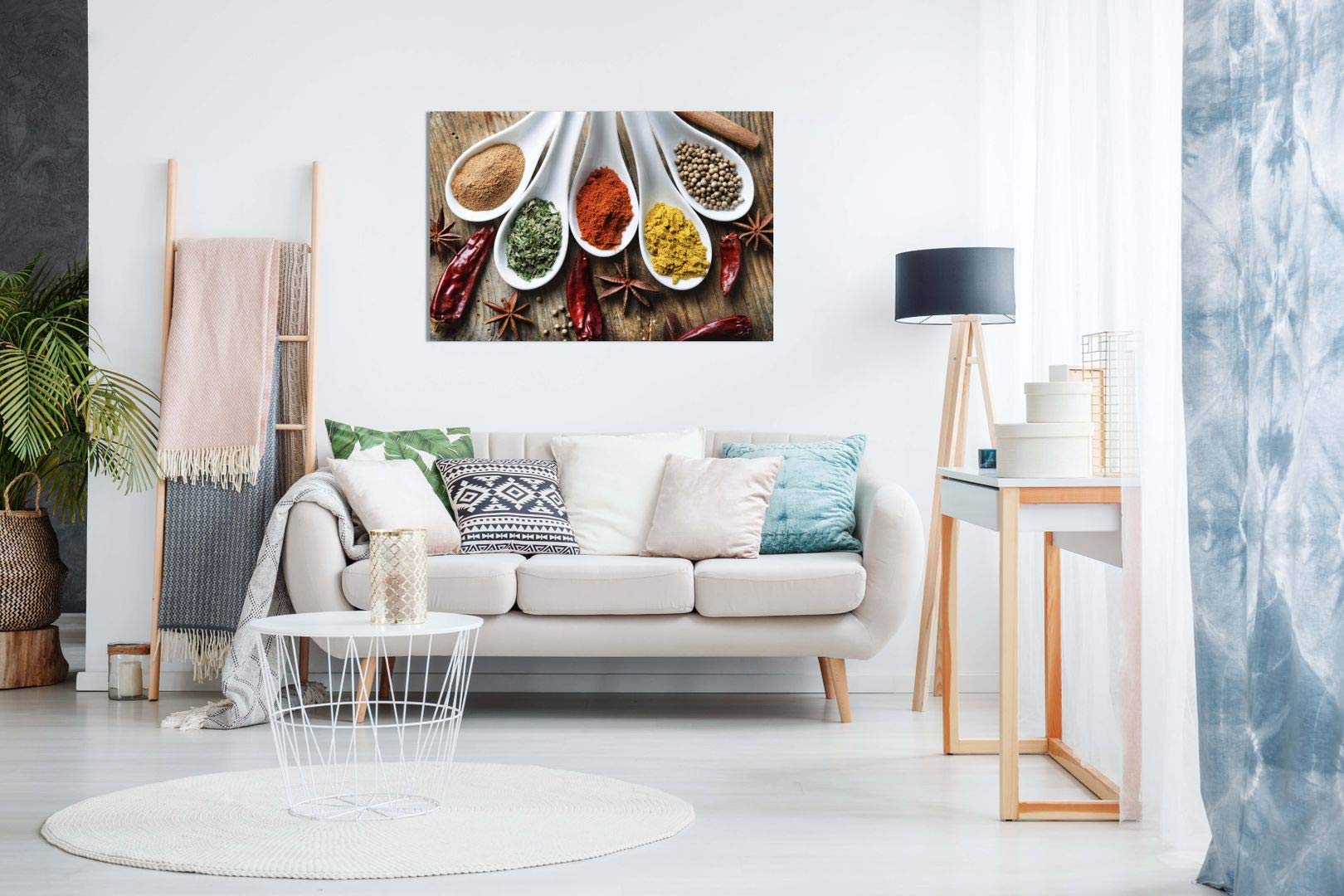 Stampa artistica su tela di spezie sul tavolo, cibo, cucina, per parete, A0 91x61cm (36x24in)